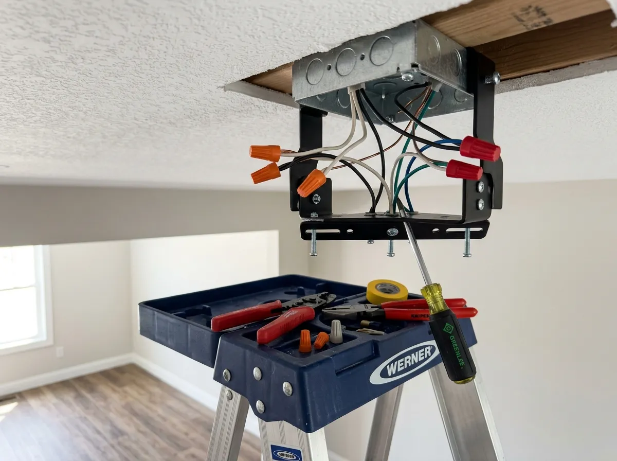 Our professional team installing a fan